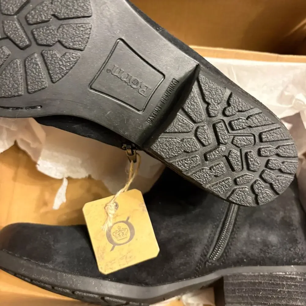 Born Adalee Suede Boots 11 Black Suede NWT Ankle Booties Comfort Western